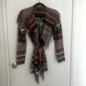 Forever 21 Waist Tie Hooded Cardigan